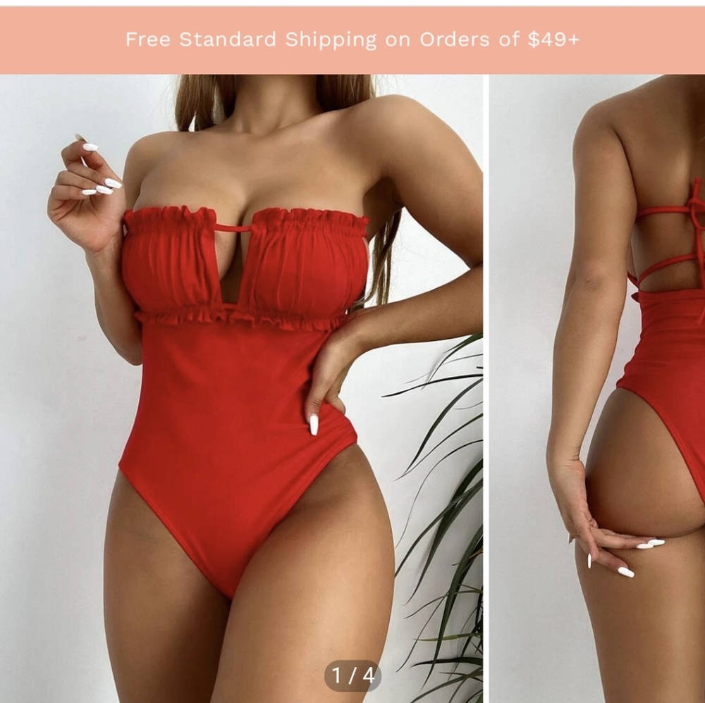 Shein Bandeau One Piece Swimsuit